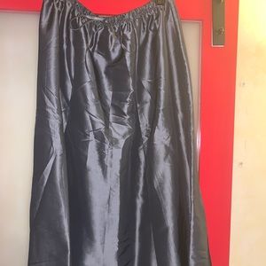 Silver Floor Length Maxi Satin Drawstring Skirt